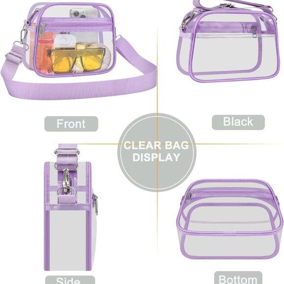 Adjustable Clear Crossbody Bag - Stadium Approved 8.3x6.5 in, Lightweight Design - Picture 3 of 10
